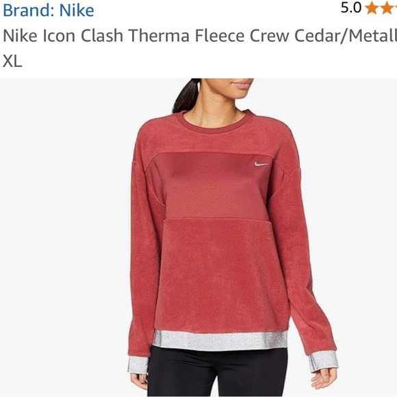 Nike Icon Clash Therma Fleece Crew Sweatshirt Sz Small Cedar Metallic Silver